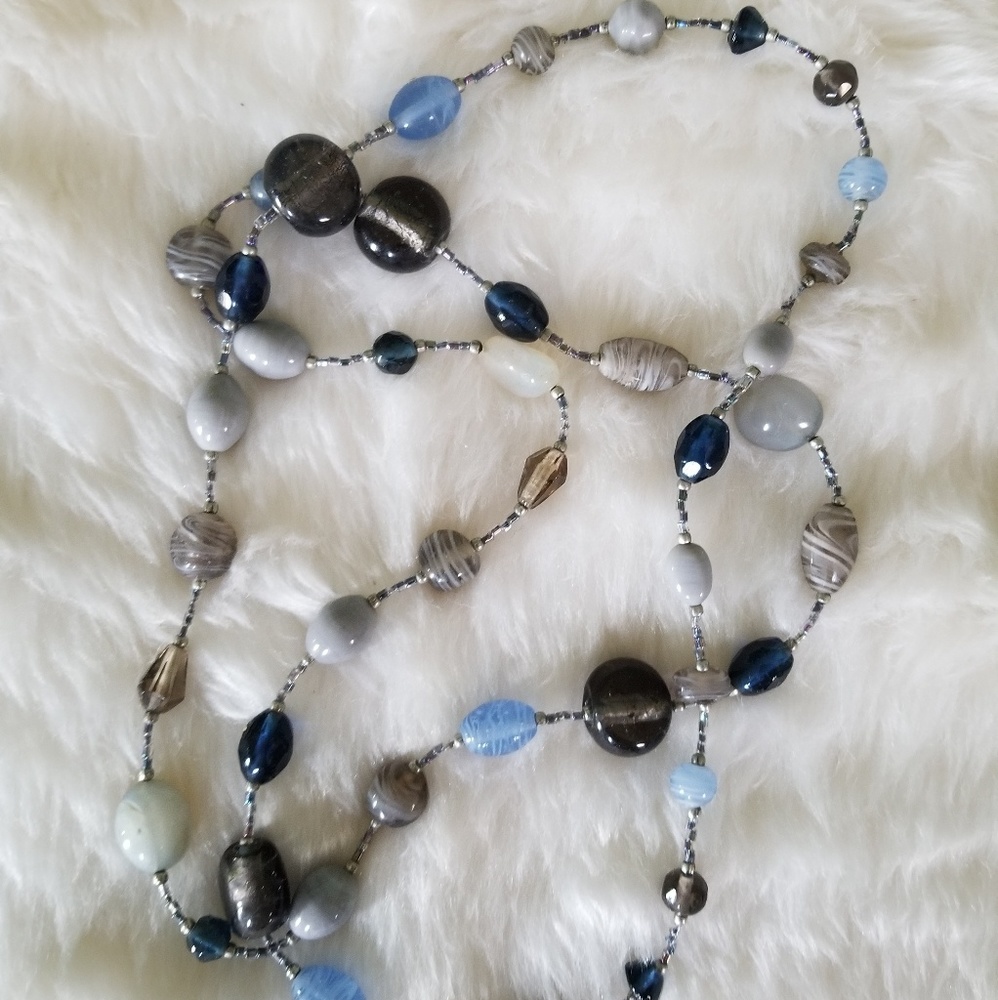 21" blue & neutrals necklace